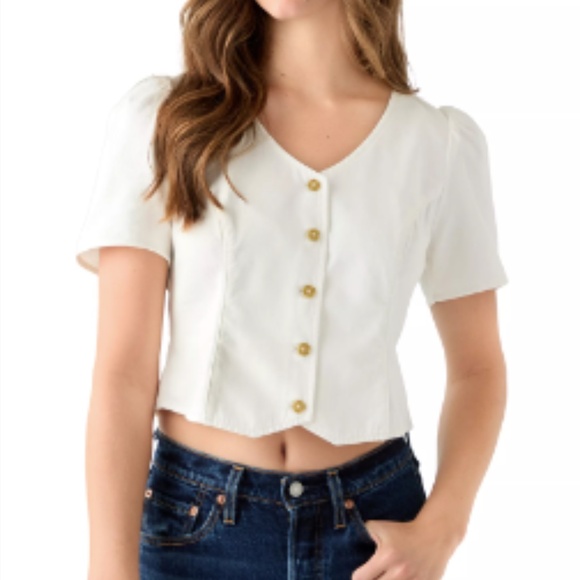 Levi's Moxie Short Sleeve Button Front Woven top white another flurry - S - Picture 1 of 12